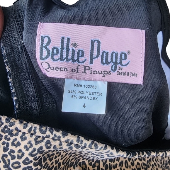 NWT Bettie Page sz 4 Queen of Pinups animal Cheetah print off shoulder dress - Picture 14 of 15